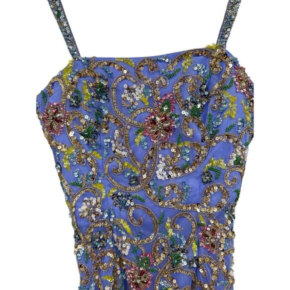 Sherri Hill Purple Fully Beaded Gown Dress Prom Pageant Womens Size 0 - Picture 8 of 16